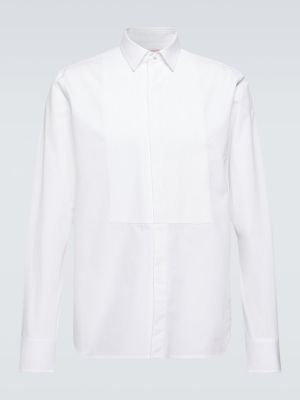 Плисирана памучна риза Valentino бяло