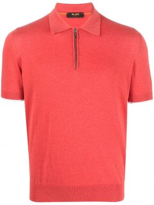 Džersis medvilninis flisas polo marškinėliai Moorer raudona
