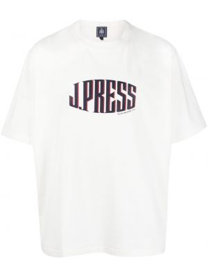Памучна тениска с принт J.press бяло