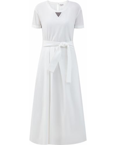 Платье из поплина Brunello Cucinelli, белое