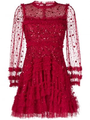 Mini suknele su blizgučiais Needle & Thread raudona
