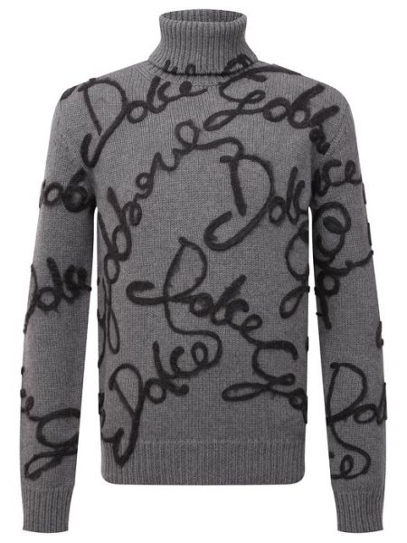 Шелковый шерстяной свитер Dolce & Gabbana серый