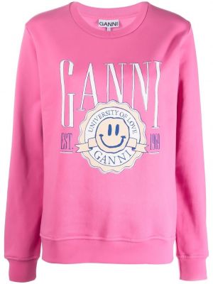 Trykt bomull sweatshirt Ganni rosa