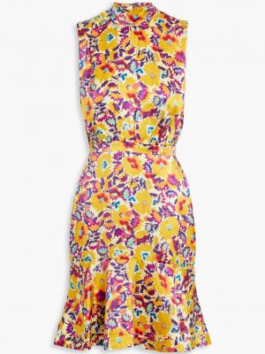Атласное платье мини в цветочек с принтом Saloni