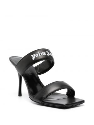 Leder sandale mit print Palm Angels schwarz