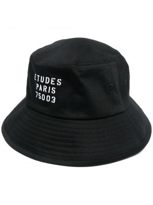 Памучна шапка с принт Etudes черно
