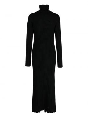 Vlněné dlouhé šaty Junya Watanabe černé