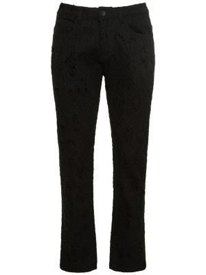 Čipkované džínsy s rovným strihom Embellish čierna