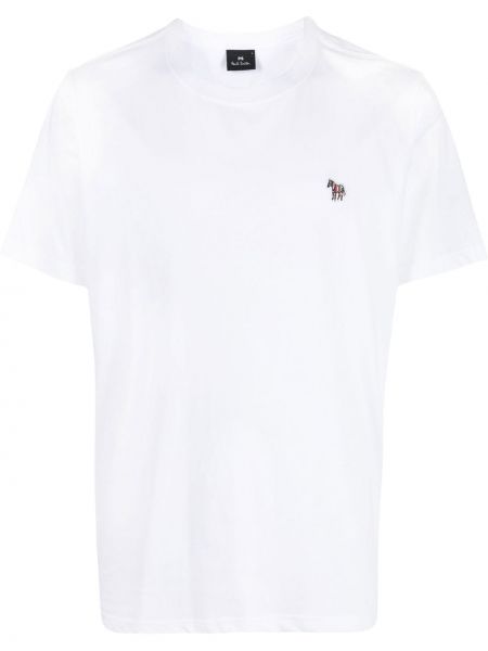 T-shirt di cotone zebrato Ps Paul Smith bianco