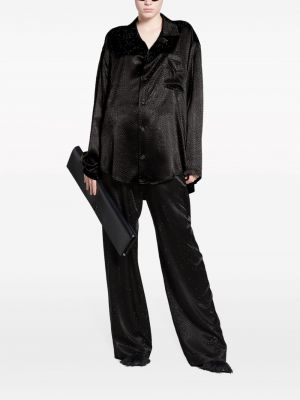 Křišťálová saténová košile Balenciaga černá