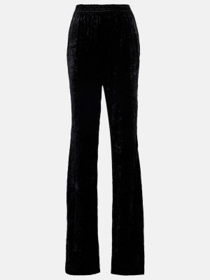 Бархатные прямые брюки с высокой талией Saint Laurent черные