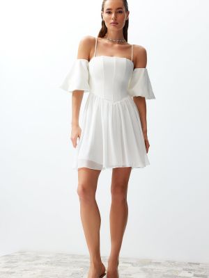 Плетена вечерна рокля Trendyol бяло