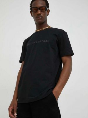 Тениска с дълъг ръкав с апликация Bruuns Bazaar черно