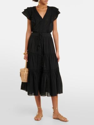 Bavlnená dlhá sukňa Poupette St Barth čierna