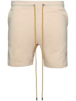 Shorts de sport brodeés en coton Rhude blanc