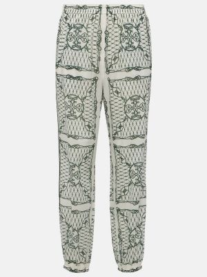 Pantalones de algodón con estampado bootcut Tory Burch verde