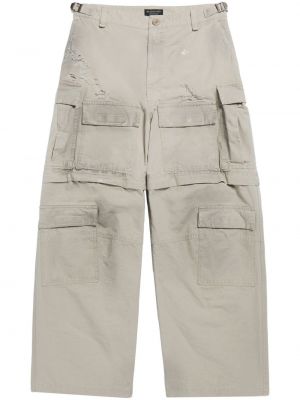 Bavlněné cargo kalhoty s oděrkami Balenciaga béžové