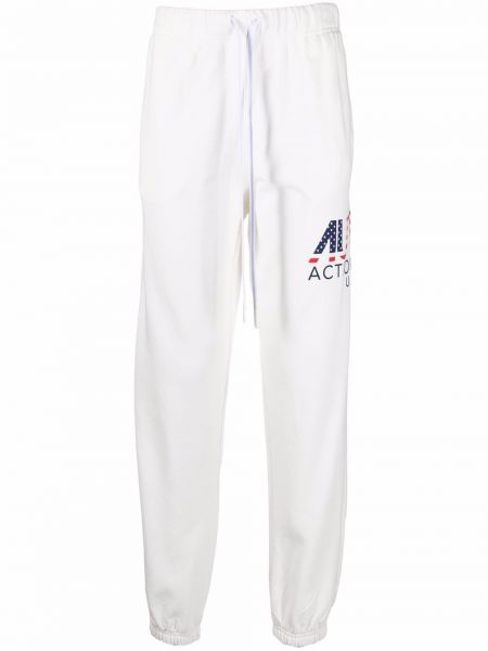 Spodnie sportowe bawełniane z nadrukiem Autry białe