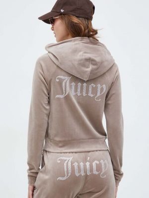 Velurová mikina s kapucí Juicy Couture béžová