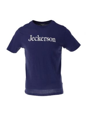 Niebieska koszulka slim fit z nadrukiem Jeckerson