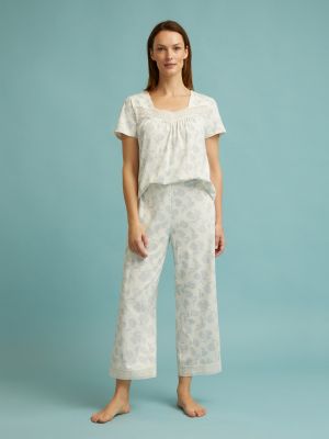 Pijama manga corta de encaje énfasis blanco