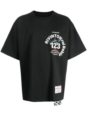 Bombažna majica 123 Rivington črna