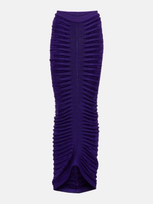 Длинная юбка с рюшами Alaïa фиолетовая