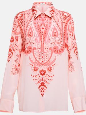 Hedvábná košile s paisley potiskem Etro růžová