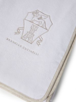 Puuvillased tikitud hommikumantel Brunello Cucinelli valge