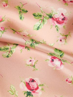 Květinové hedvábné mini šaty s potiskem Red Valentino růžové
