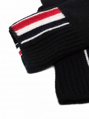 Rękawiczki wełniane z wełny merino w paski Thom Browne czarne