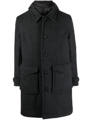 Vlnený kabát na gombíky Woolrich sivá