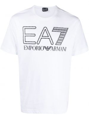 Puuvillased t-särk Ea7 Emporio Armani valge