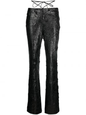 Pantaloni cu picior drept cu model floral Rotate negru