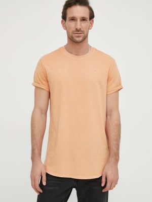 Koszulka bawełniana w gwiazdy G-star Raw pomarańczowa