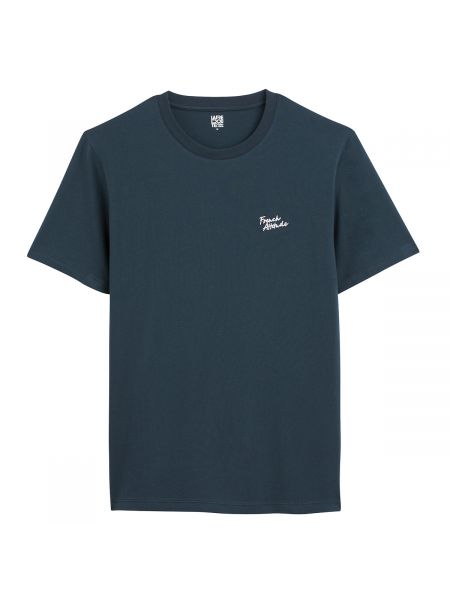 Camiseta con bordado manga corta La Redoute Collections azul
