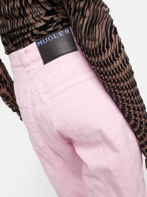 Blugi drepți cu talie joasă Mugler roz