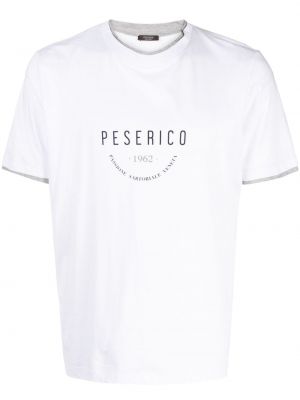 T-shirt di cotone con stampa Peserico bianco