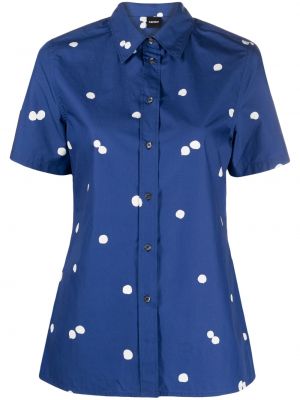 Bodkovaná košeľa s potlačou s abstraktným vzorom Aspesi modrá