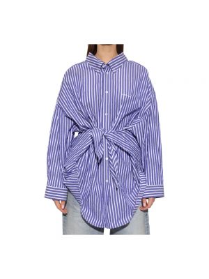 Blusa con bordado de algodón oversized Balenciaga azul