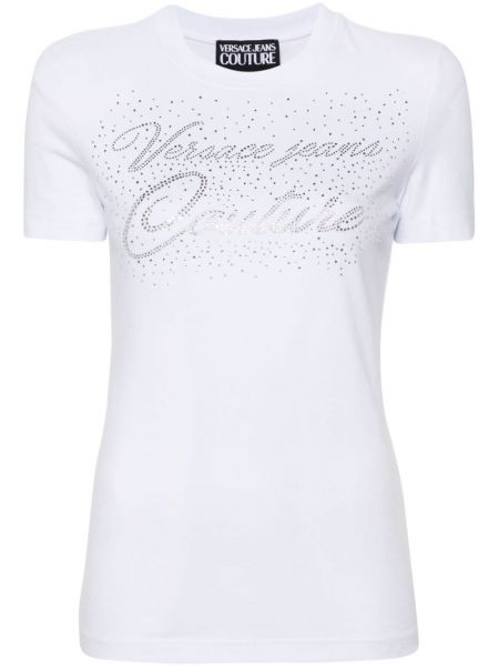 Pamut póló Versace Jeans Couture fehér