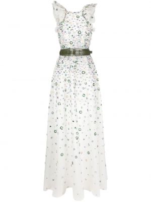 Вечерна рокля с мъниста от тюл Saiid Kobeisy бяло