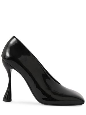Кожени полуотворени обувки от лакирана кожа Balmain черно