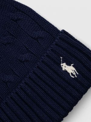 Dzianinowa czapka bawełniana Polo Ralph Lauren niebieska