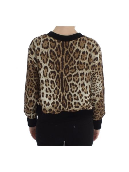 Sudadera con cuello redondo con estampado leopardo de cuello redondo Dolce & Gabbana marrón