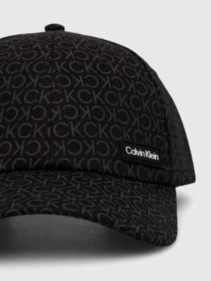 Pamučna kapa s printom Calvin Klein crna