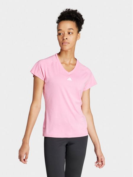 Marškinėliai slim fit Adidas rožinė