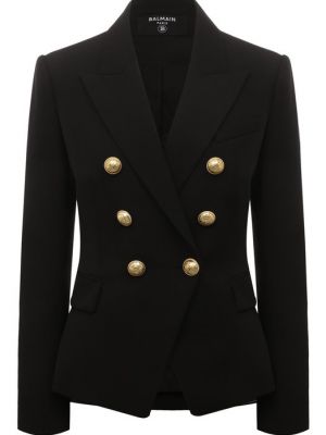 Шерстяной пиджак Balmain черный