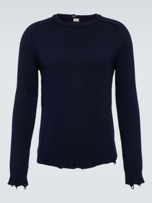 Bavlnený bavlnený sveter Saint Laurent modrá