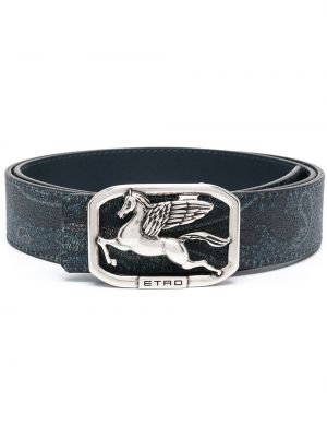ETRO cinturón con hebilla del logo - Azul